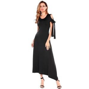 Meaneor Women’s Black Tie Maxi Dress